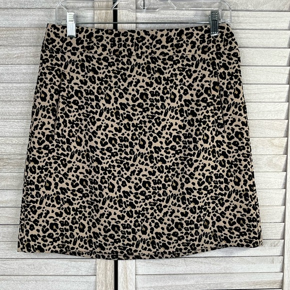LOFT Cheetah Print A Line Mini Skirt-4 - Picture 1 of 2